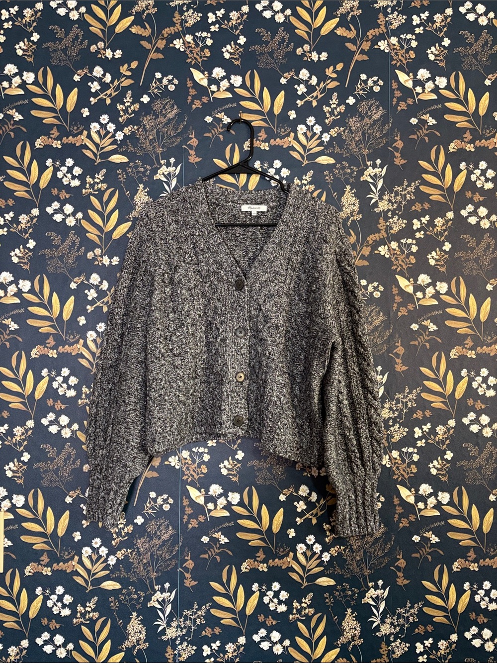 Madewell Heather Gray Button-Front Knit Cardigan Sweater Size L